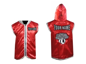 Custom Muay Thai Hoodies : Red/Silver